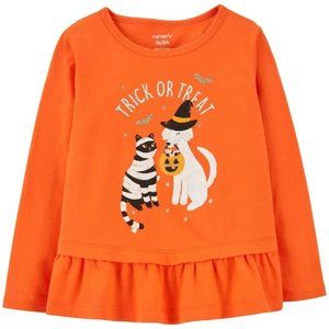 Girls CARTERS Halloween TRICK or TREAT Peplum T-Shirt Size 18 24 mo 2T 4T 5T NWT